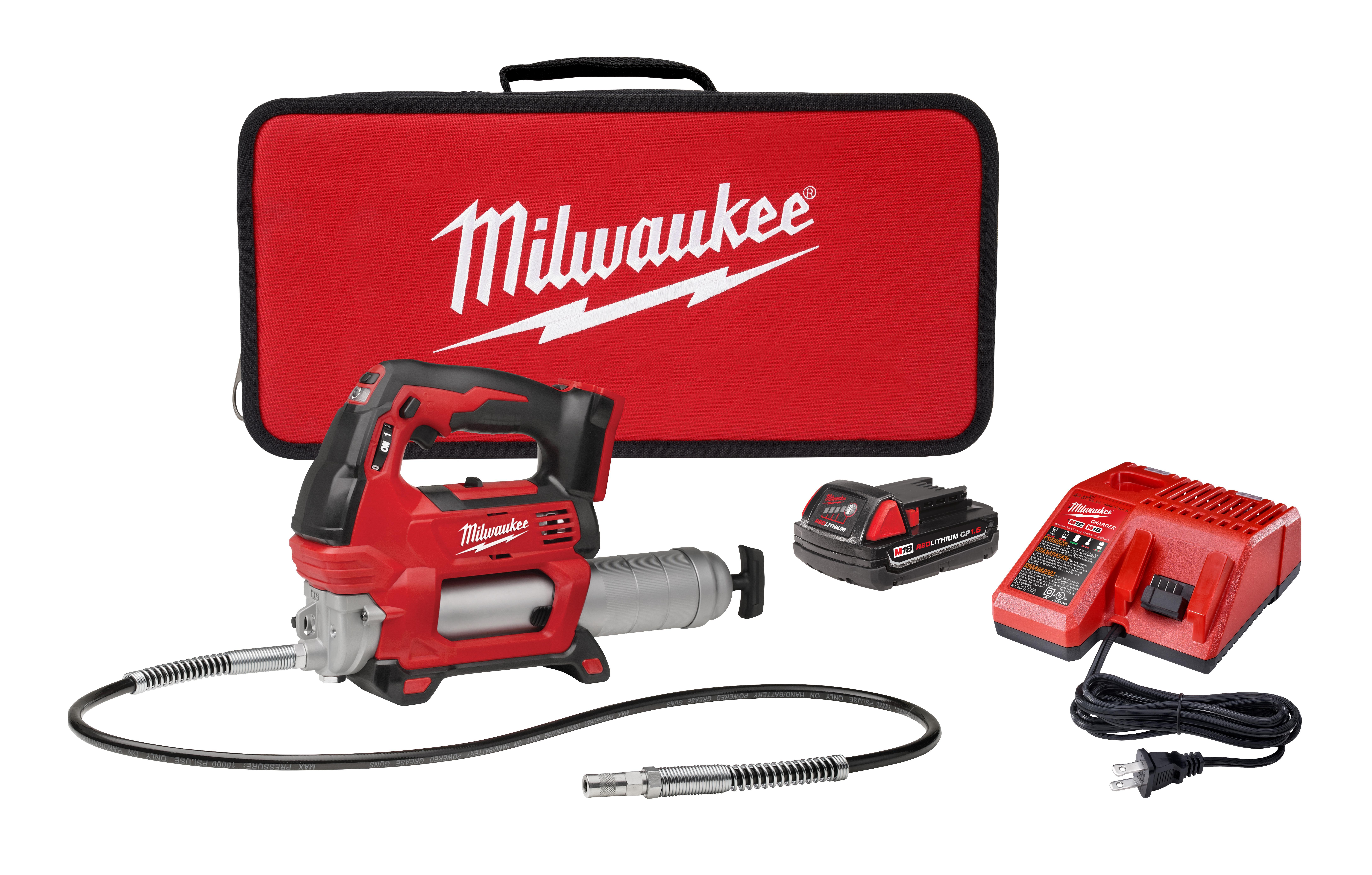 AIH | Milwaukee® M18™ 2646-21CT 2-Speed Cordless Grease Gun Kit