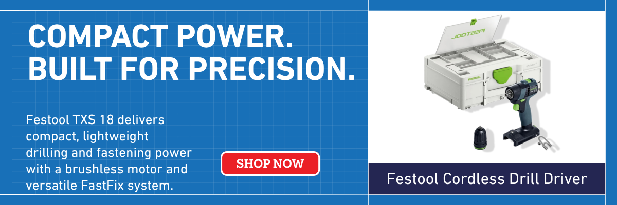 Festool TXS 18-Basic 18V 3/8-inch cordless drill driver with Systainer for compact drilling and fastening.