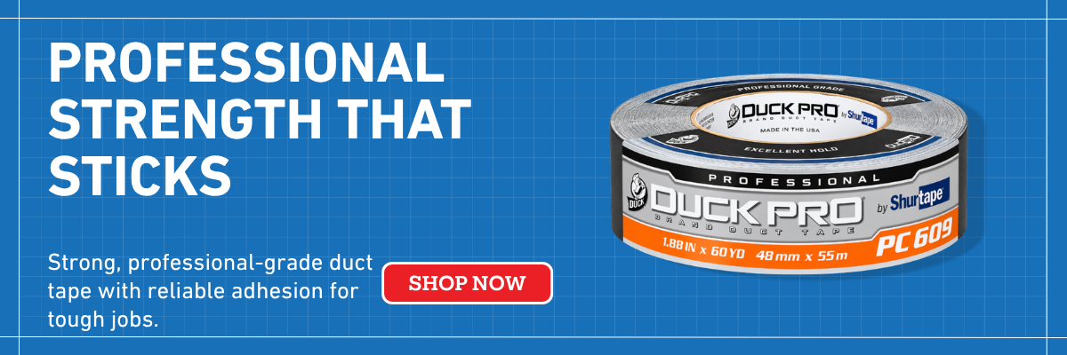 Shurtape Duck Pro 2 in. x 60 yd professional-grade silver duct tape for sealing, repairing, bundling and general-purpose use.