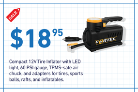 12V Compact Tire Inflator w/LED Light